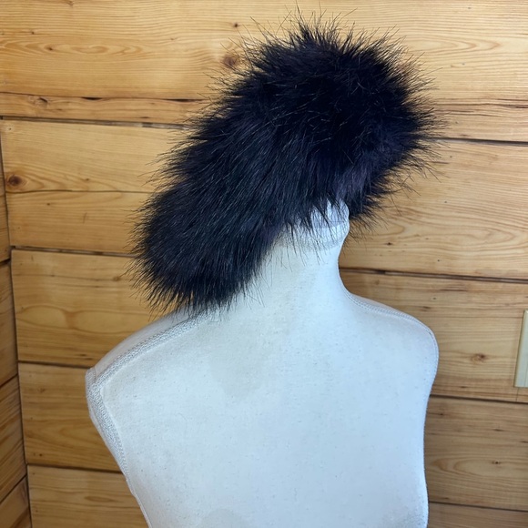 Vintage Black & Purple Faux Fur Headband Ski Resort Flattering - Picture 4 of 6